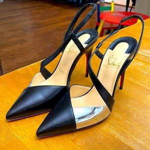 Christian Louboutin black silver heels size 37